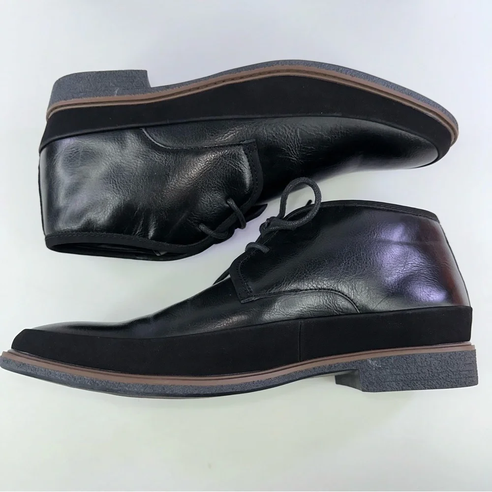 Alfani Men's Clyde Chukka Ankle Boots Leather Black 11M New